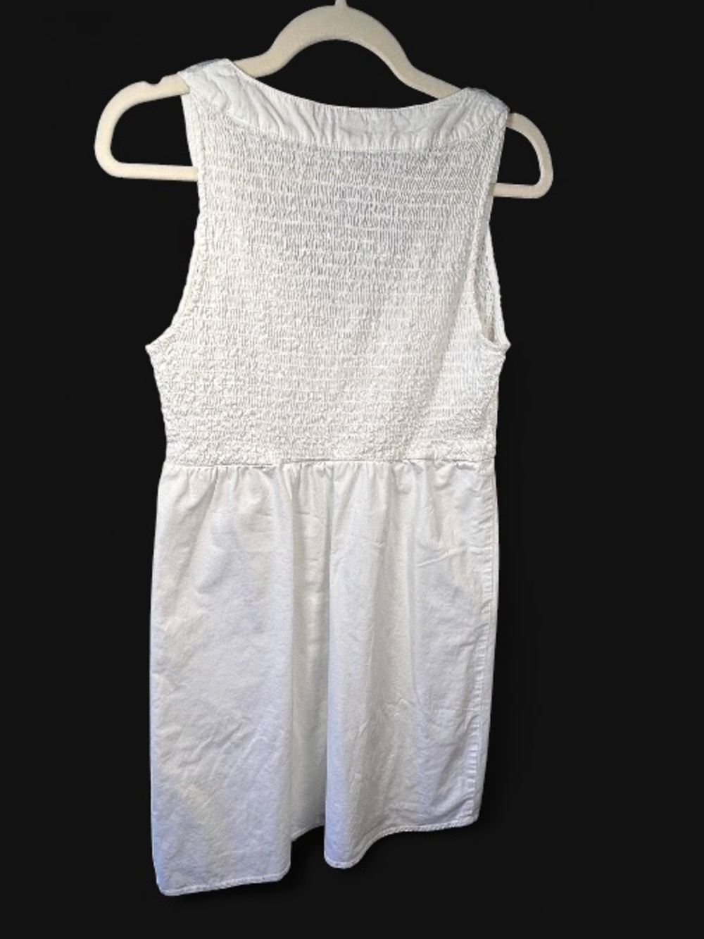 Calvin Klein White Cotton Smocked Sundress, empire waist, ribbon detailing, M - Picture 5 of 6